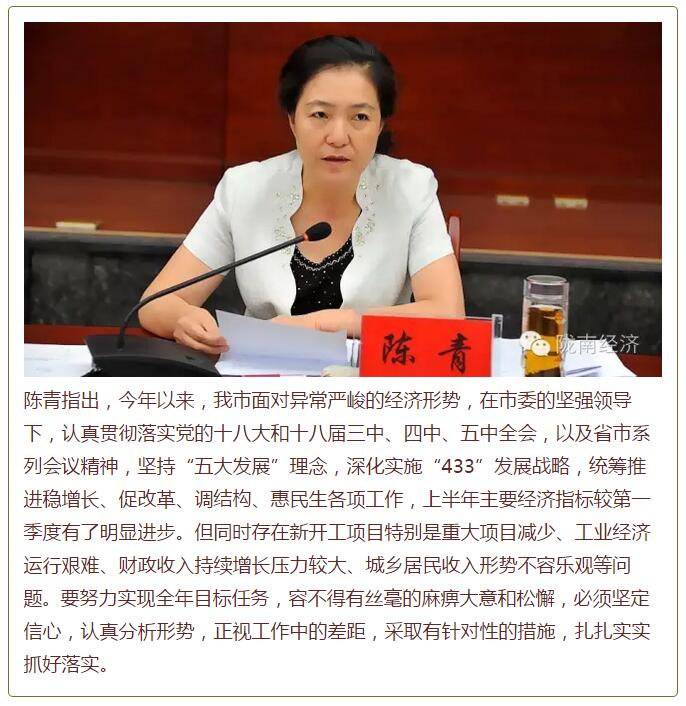 陳青在市政府全體會議上強調(diào)：緊盯一個目標抓好九大任務(wù)落實強化三項保障，確保全市經(jīng)濟社會持續(xù)快速發(fā)展